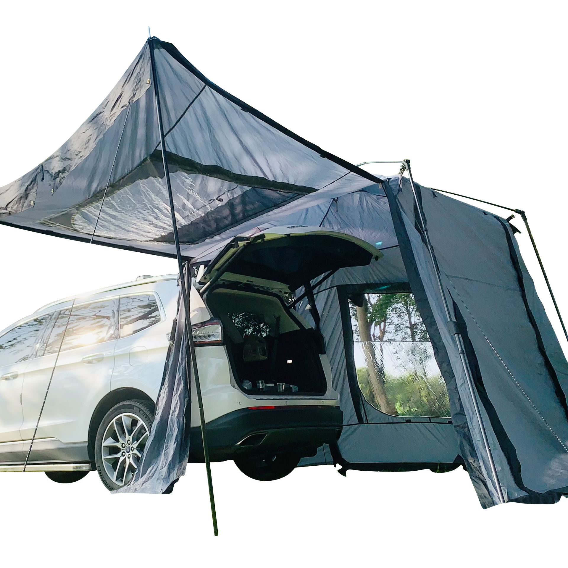 Car Rear Awning Car Rear Extension Outdoor Automatic Bracket Camper Car Rear Tent Car Awning Mosquito Net Sun Protection Against Rain
