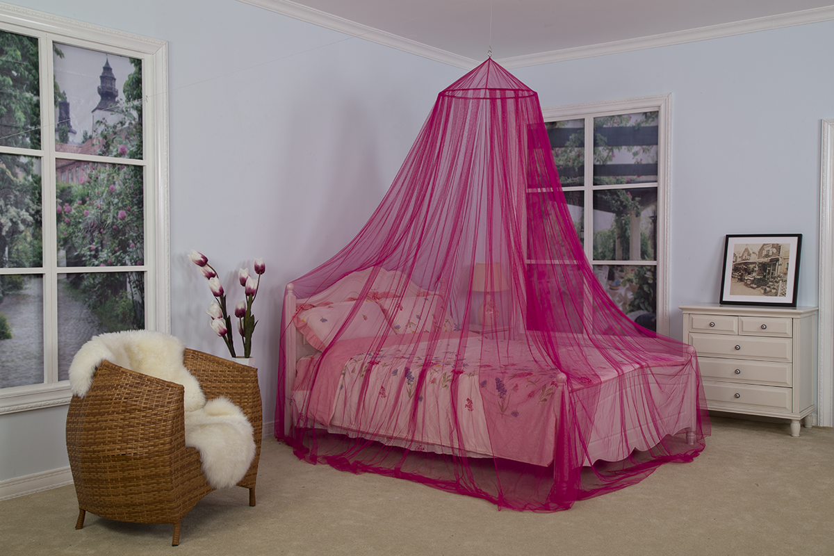 Hot Sale Chinese Factory Directly Hanging Folded Double Bed Canopy Red Mosquito Net