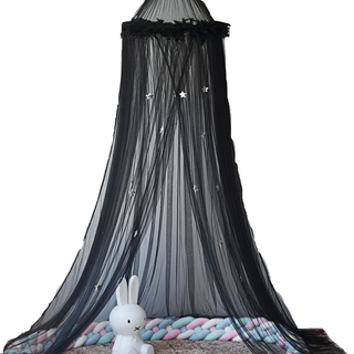Bed Canopy with Light Luxury Ceiling Mosquito Net for Children Room Dome Feather Stars Decoration Mosquito Net