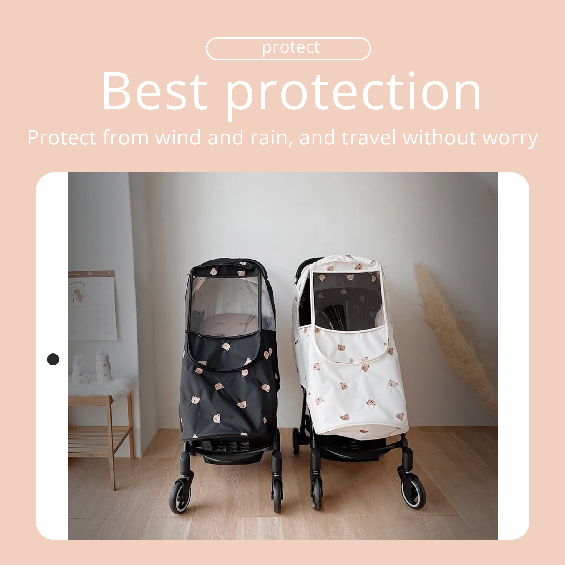 bear pattern baby protect cover waterproof prevent wind Uv protection pram stroller cover