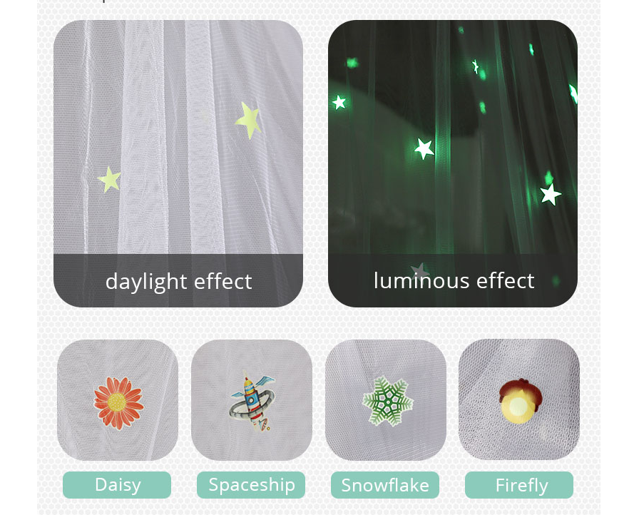 Rainbow Colorful Four-color Glow in The Dark Star Children Mosquito Net Crib Reading Corner Birthday Present Christmas Gift