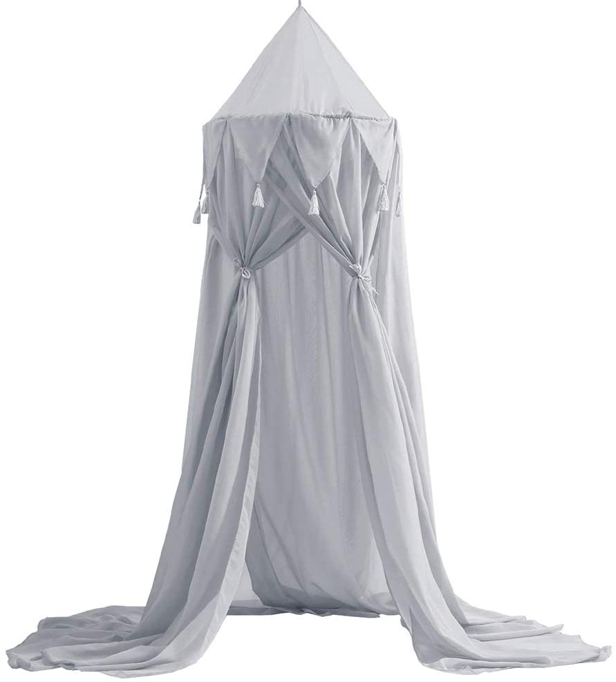 Good Quality Grey Children Boys Mosquito Net Tassel Home Kids Play Tent Bed Canopy