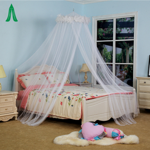 Bedroom Hanging Dome Mosquito Nets With Feather Decoration