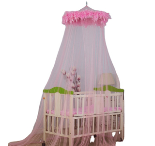 Pink Feather Lace Decorative Dome Canopy Sheer Mesh Canopy Breathable And Comfortable Crib Babies Mosquito Net Girl Favorite